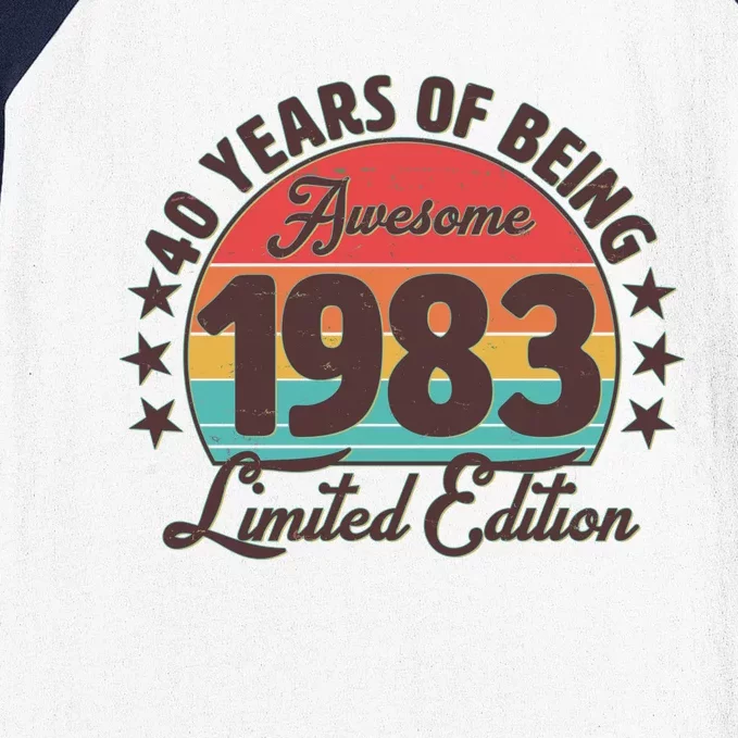 1983 Birthday 40 Years Of Being Awesome Limited Edition Baseball Sleeve Shirt