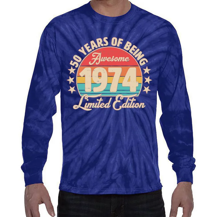 1974 Birthday 50 Years Of Being Awesome Limited Edition Tie-Dye Long Sleeve Shirt