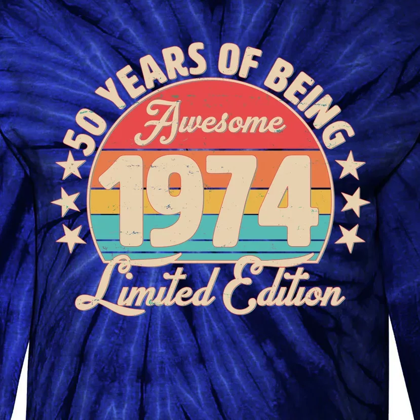 1974 Birthday 50 Years Of Being Awesome Limited Edition Tie-Dye Long Sleeve Shirt