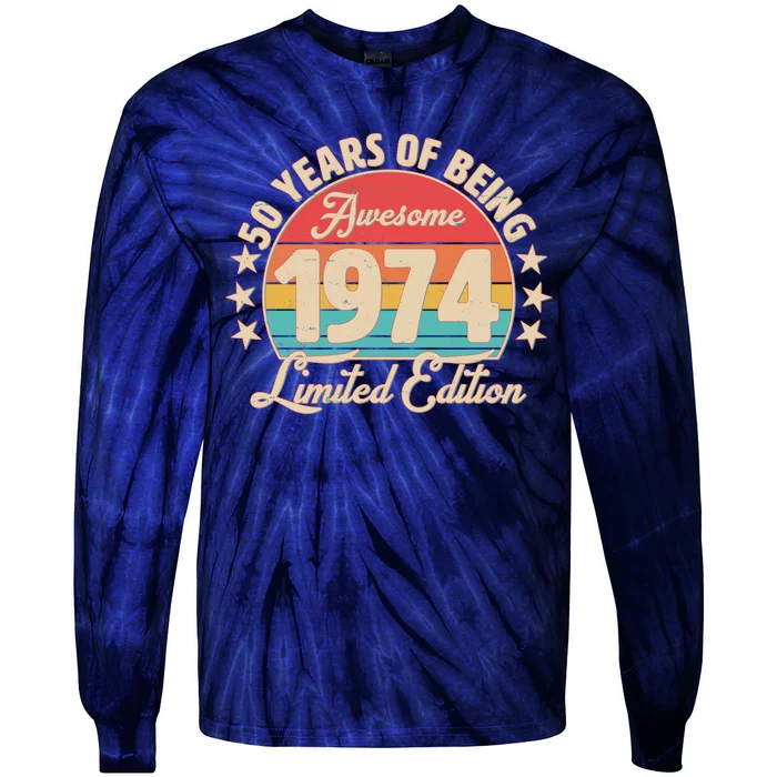 1974 Birthday 50 Years Of Being Awesome Limited Edition Tie-Dye Long Sleeve Shirt