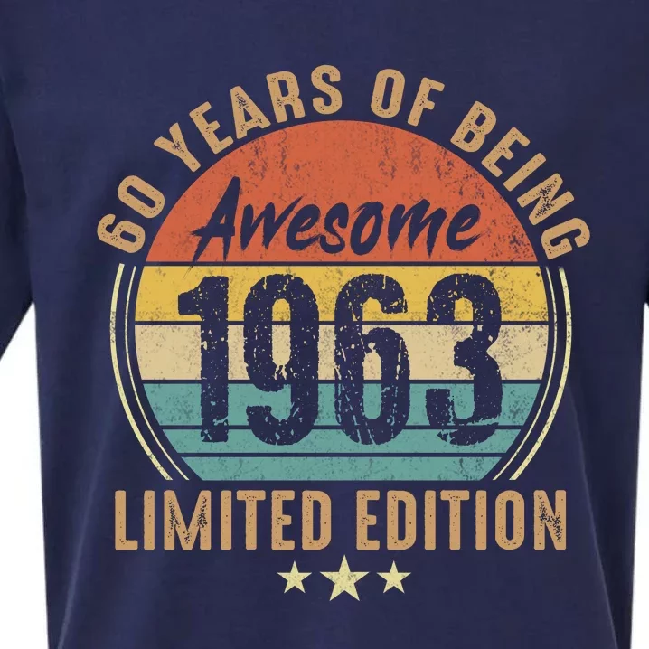 1963 Birthday 60 Years Of Of Being Awesome Limited Edition Sueded Cloud Jersey T-Shirt