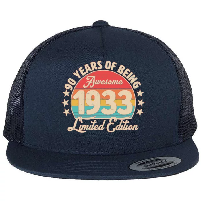 1933 Birthday 90 Years Of Of Being Awesome Limited Edition Flat Bill Trucker Hat