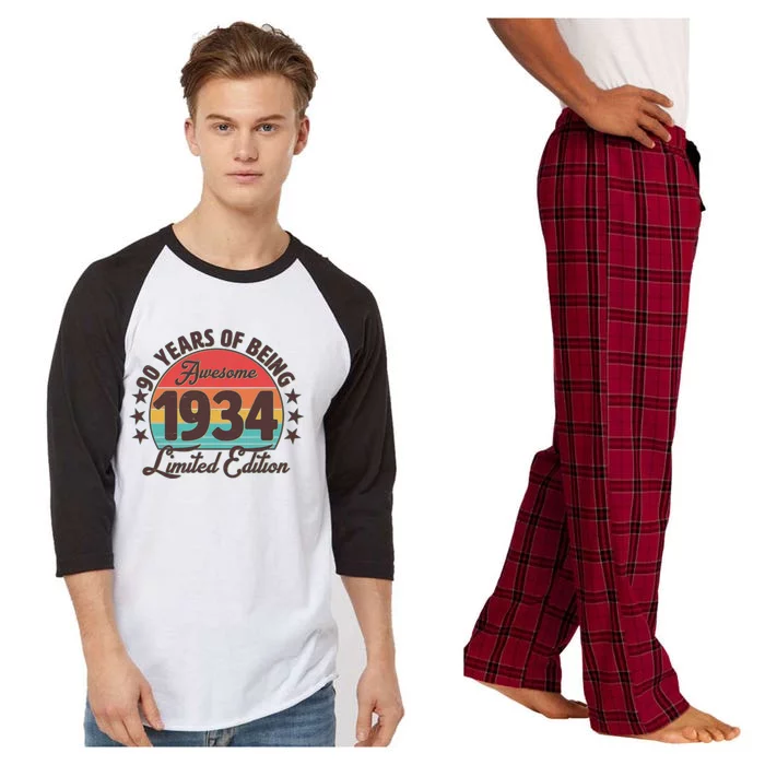 1934 Birthday 90 Years Of Being Awesome Limited Edition Raglan Sleeve Pajama Set