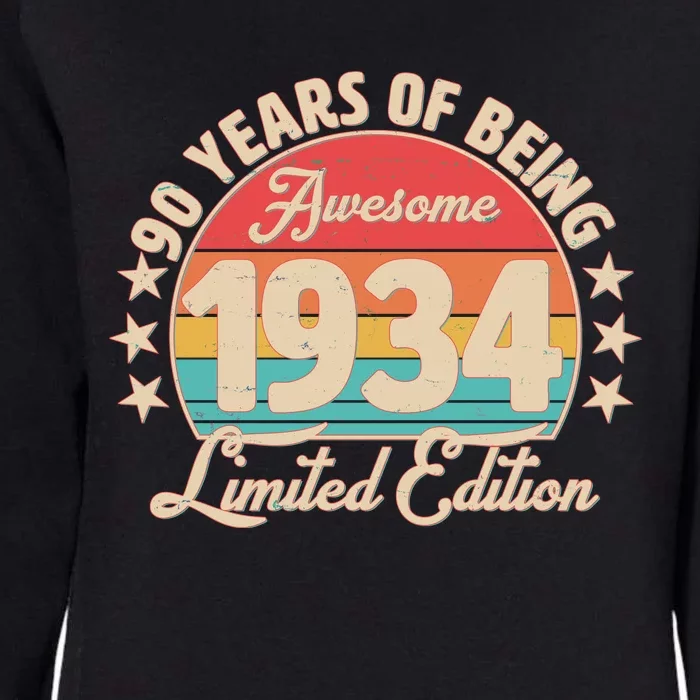 1934 Birthday 90 Years Of Being Awesome Limited Edition Womens California Wash Sweatshirt