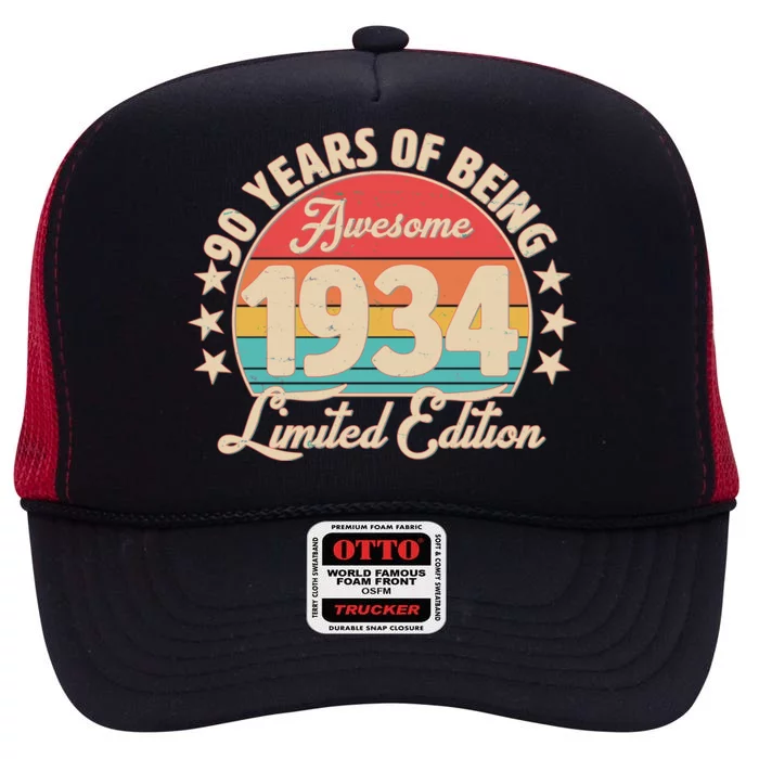 1934 Birthday 90 Years Of Being Awesome Limited Edition High Crown Mesh Trucker Hat