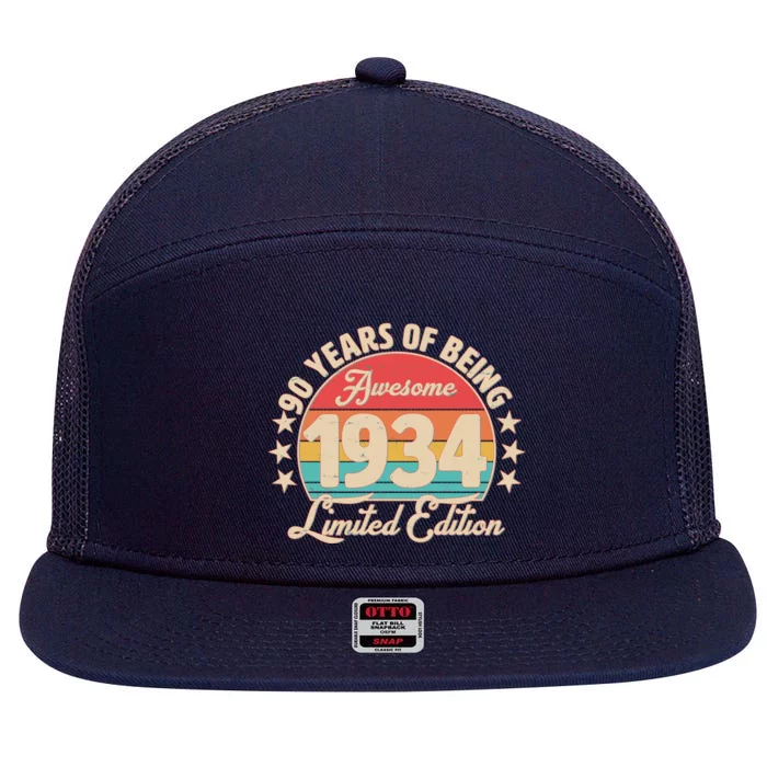 1934 Birthday 90 Years Of Being Awesome Limited Edition 7 Panel Mesh Trucker Snapback Hat