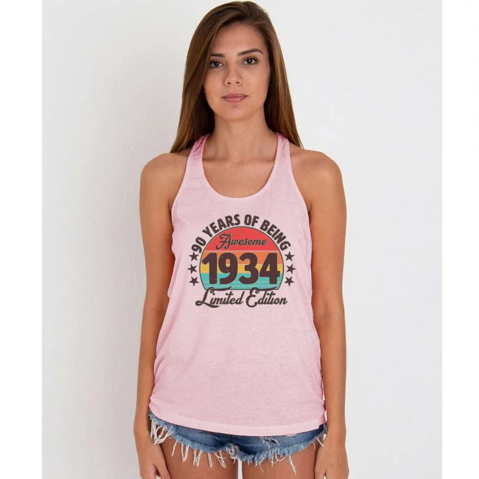 1934 Birthday 90 Years Of Being Awesome Limited Edition Women's Knotted Racerback Tank