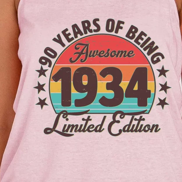 1934 Birthday 90 Years Of Being Awesome Limited Edition Women's Knotted Racerback Tank