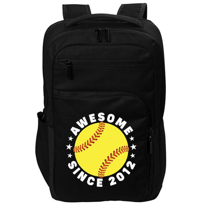 10th Birthday Awesome Since 2012 10 Years Old Softball Impact Tech Backpack