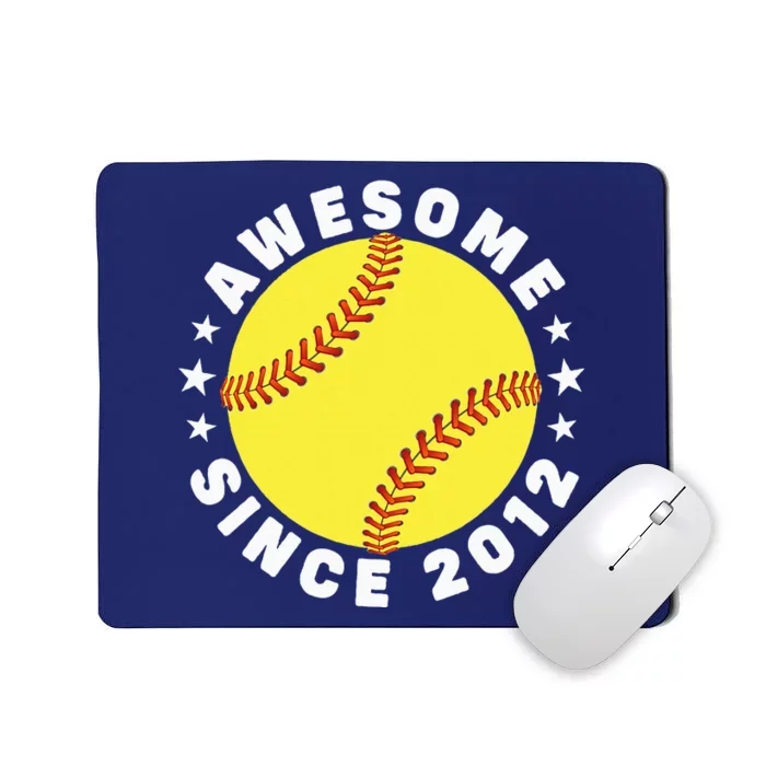 10th Birthday Awesome Since 2012 10 Years Old Softball Mousepad