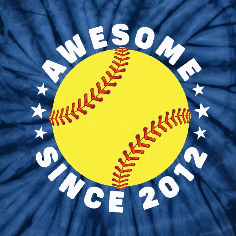 10th Birthday Awesome Since 2012 10 Years Old Softball Tie-Dye T-Shirt