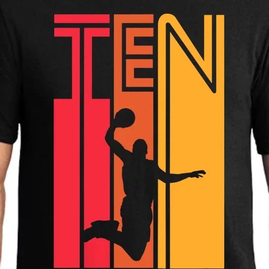 10th Birthday Basketball Lover Gift 10 Years Old Retro Pajama Set