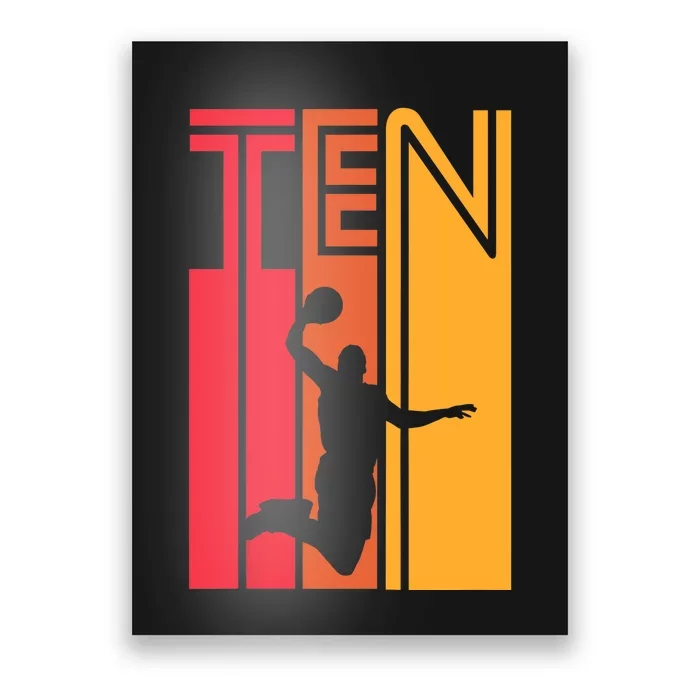 10th Birthday Basketball Lover Gift 10 Years Old Retro Poster