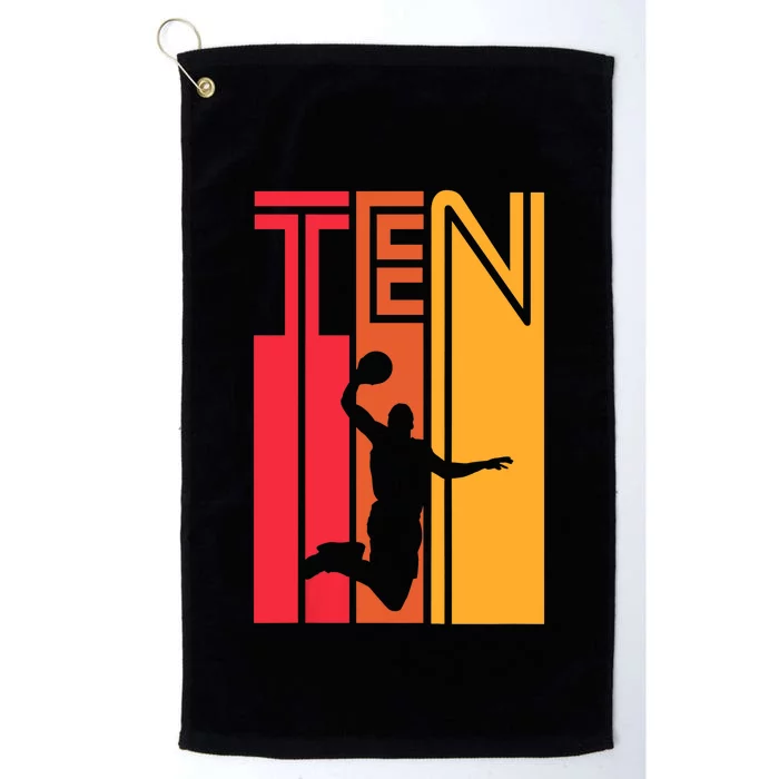 10th Birthday Basketball Lover Gift 10 Years Old Retro Platinum Collection Golf Towel