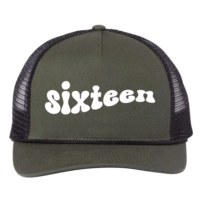 16th Birthday Boho Retro Vintage Wavy 16 Sweet Sixteen Gift Retro Rope Trucker Hat Cap