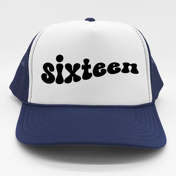 16th Birthday Boho Retro Vintage Wavy 16 Sweet Sixteen Gift Trucker Hat