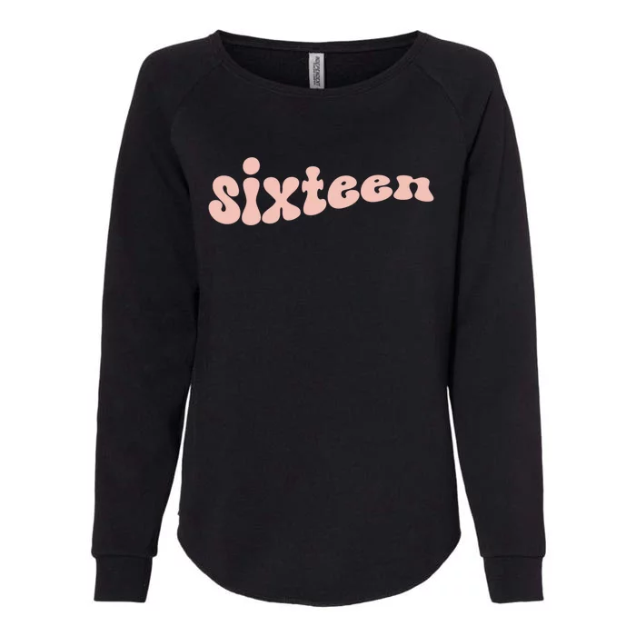 16th Birthday Boho Retro Vintage Wavy 16 Sweet Sixteen Gift Womens California Wash Sweatshirt