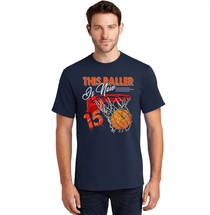 15th Birthday Basketball  Funny 15 Years Old  Gift Tall T-Shirt