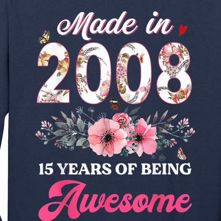 15th Birthday Born in 2008 15 Year Old Gift Girl Teen Long Sleeve Shirt