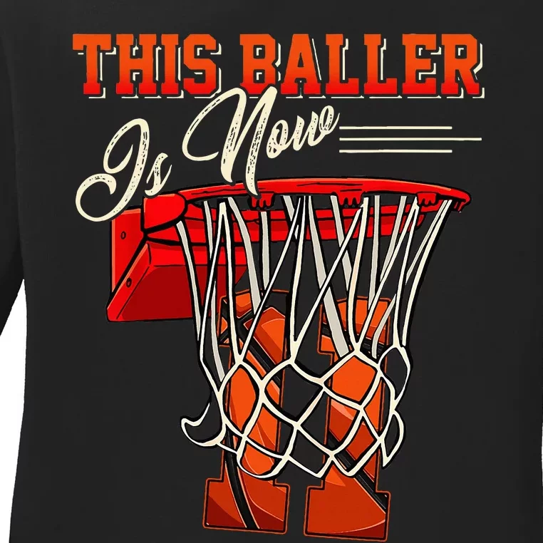 11th Birthday Boy Basketball 11 Years Old Ladies Long Sleeve Shirt