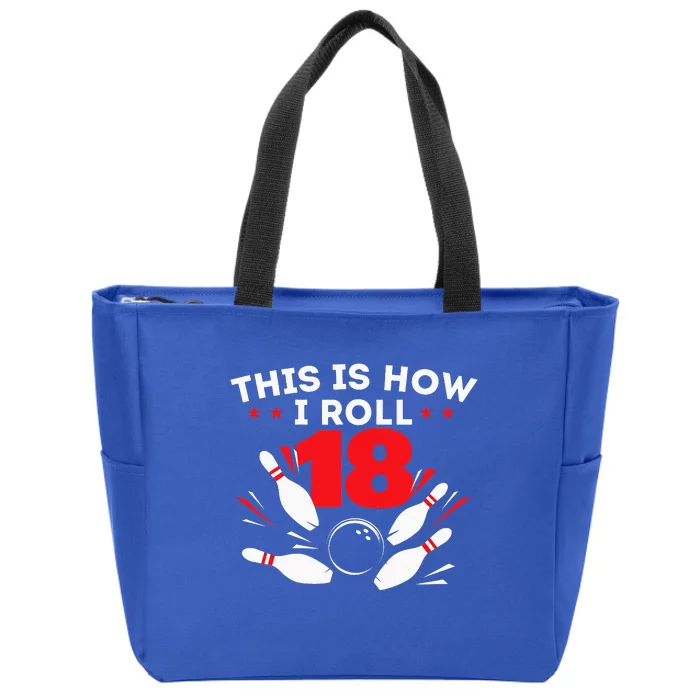 18th Birthday Bowling Lover 18 Years Old Bday Zip Tote Bag