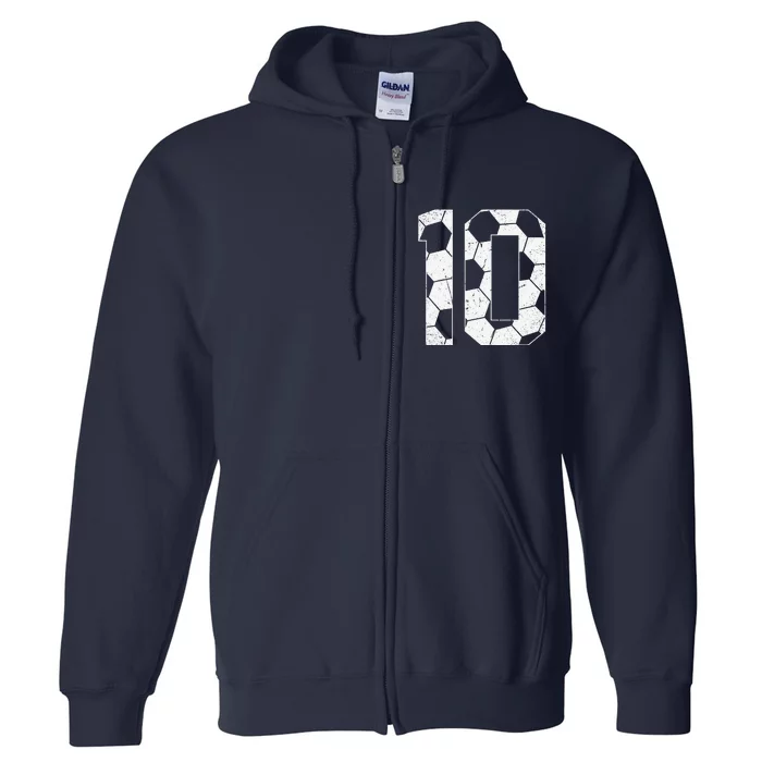 10th Birthday Boy Soccer Player Football 10 Years Old Full Zip Hoodie