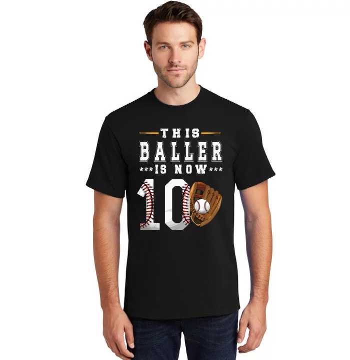 10th Birthday Baseball Boy Ten Year Old Baseball Player Tall T-Shirt