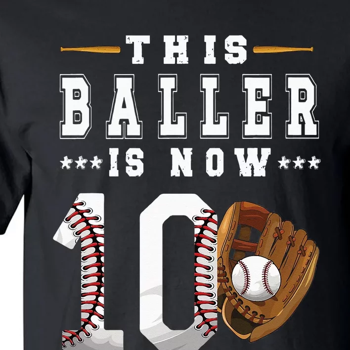 10th Birthday Baseball Boy Ten Year Old Baseball Player Tall T-Shirt