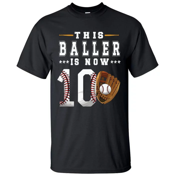 10th Birthday Baseball Boy Ten Year Old Baseball Player Tall T-Shirt