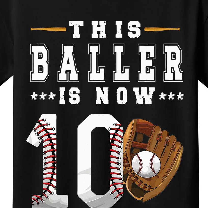 10th Birthday Baseball Boy Ten Year Old Baseball Player Kids T-Shirt