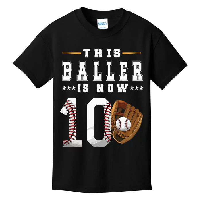 10th Birthday Baseball Boy Ten Year Old Baseball Player Kids T-Shirt