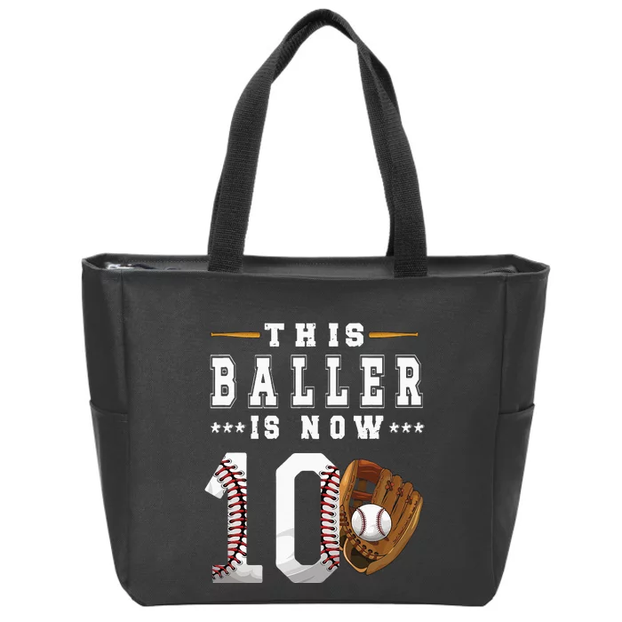 10th Birthday Baseball Boy Ten Year Old Baseball Player Zip Tote Bag