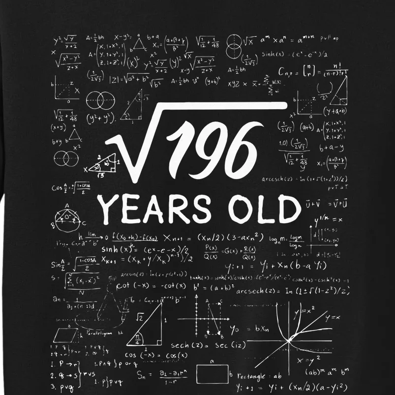 14 Birthday Boy Men Son Him Girl Funny Math 14th Birthday Tall Sweatshirt