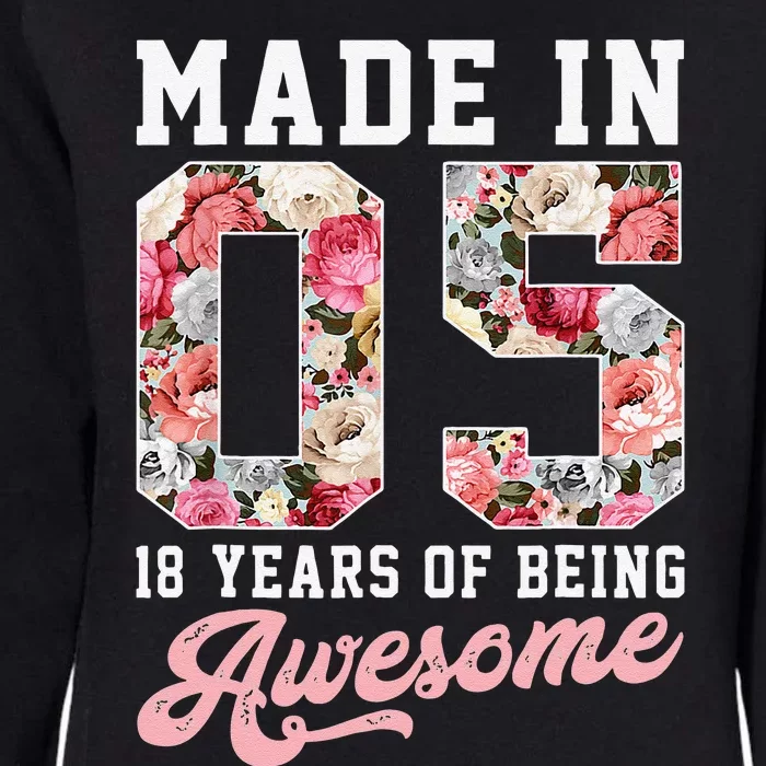 18th Birthday Born In 2005 18 Year Old Gifts N Women Womens California Wash Sweatshirt