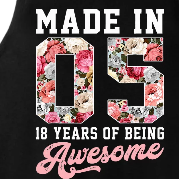 18th Birthday Born in 2005 18 Year Old Gift Ladies Tri-Blend Wicking Tank