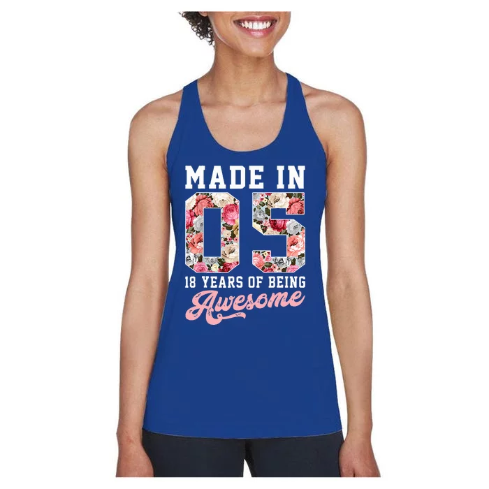 18th Birthday Born in 2005 18 Year Old Gift Women's Racerback Tank