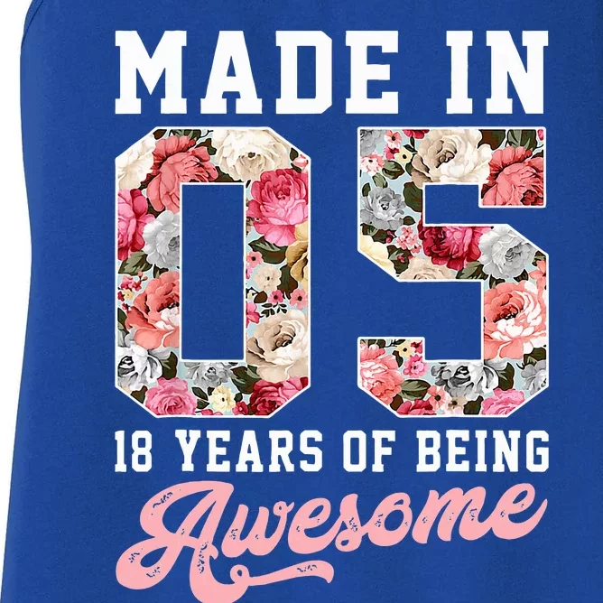 18th Birthday Born in 2005 18 Year Old Gift Women's Racerback Tank