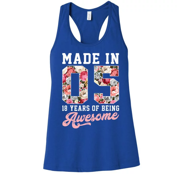 18th Birthday Born in 2005 18 Year Old Gift Women's Racerback Tank