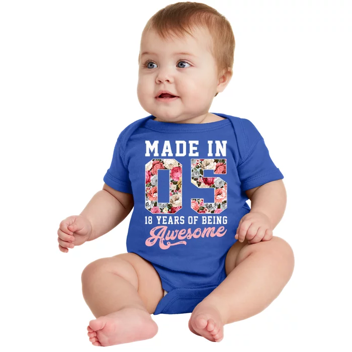 18th Birthday Born in 2005 18 Year Old Gift Baby Bodysuit