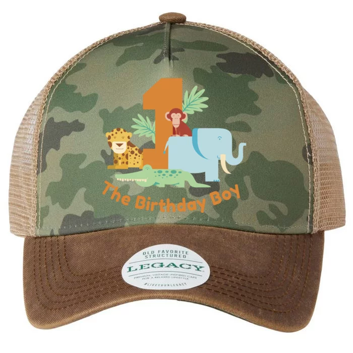 1st Birthday Boy Animal Jungle Legacy Tie Dye Trucker Hat