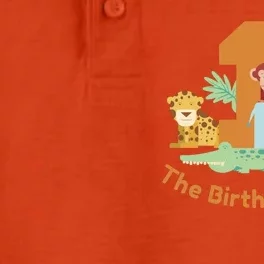 1st Birthday Boy Animal Jungle Dry Zone Grid Performance Polo