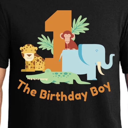 1st Birthday Boy Animal Jungle Pajama Set