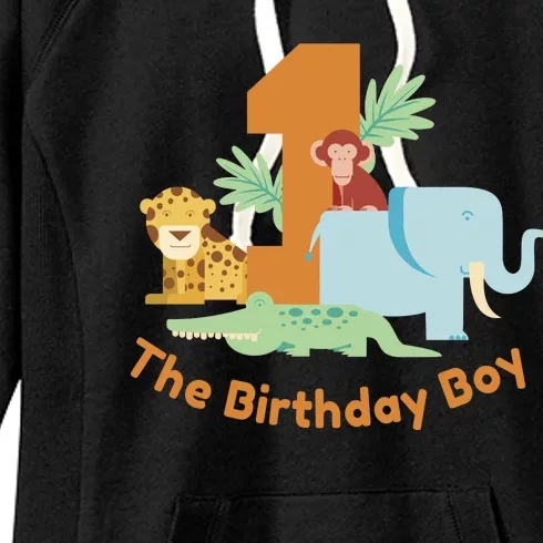 1st Birthday Boy Animal Jungle Women's Fleece Hoodie