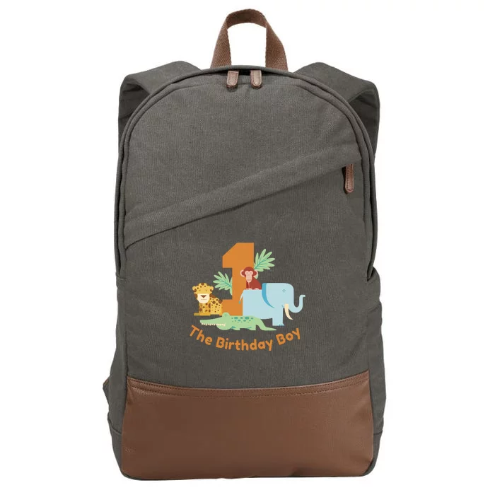 1st Birthday Boy Animal Jungle Cotton Canvas Backpack