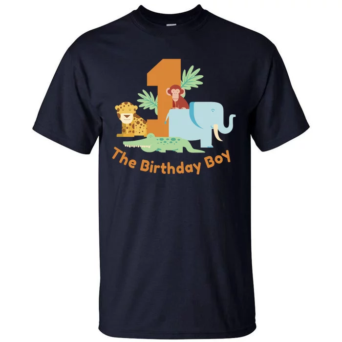 1st Birthday Boy Animal Jungle Tall T-Shirt