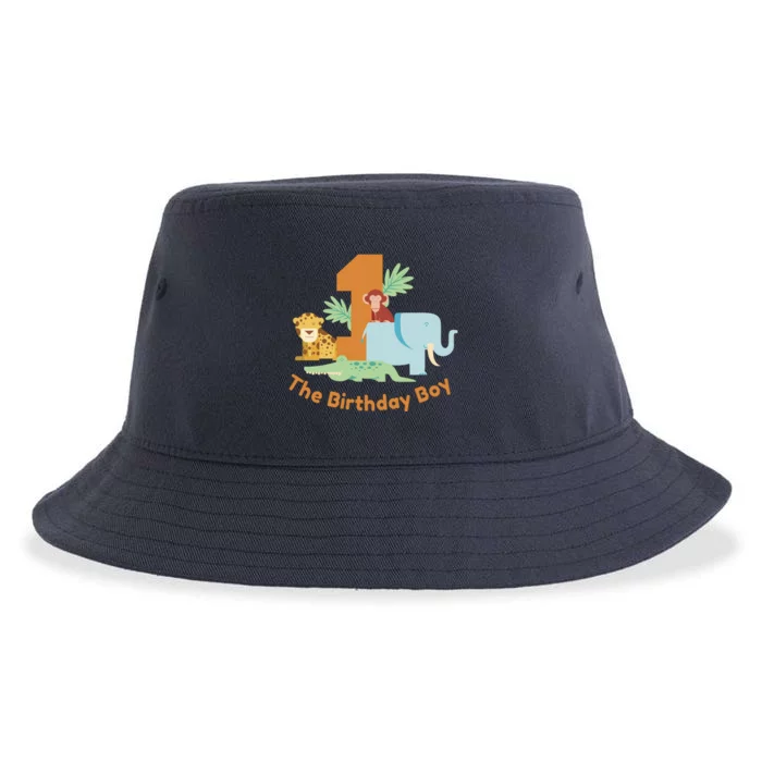 1st Birthday Boy Animal Jungle Sustainable Bucket Hat