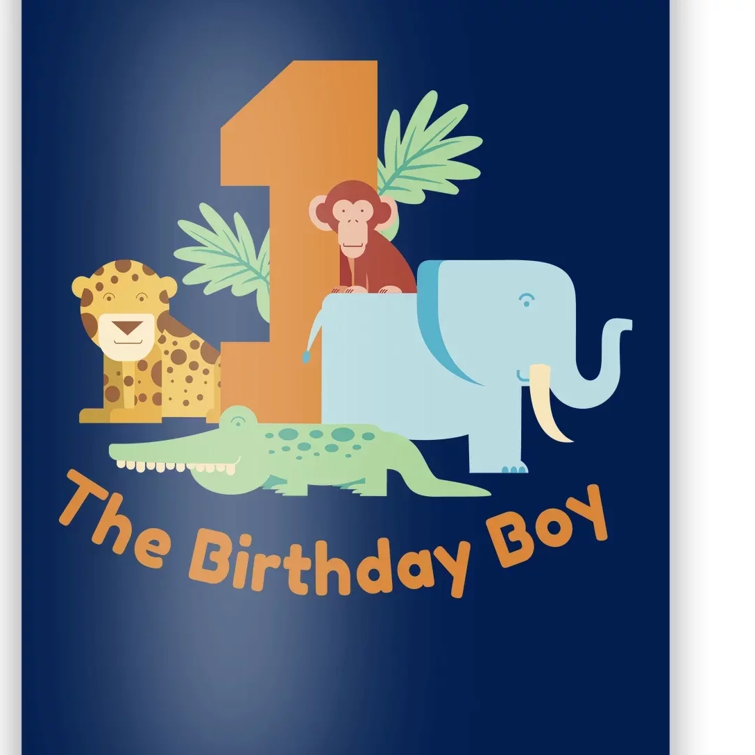 1st Birthday Boy Animal Jungle Poster