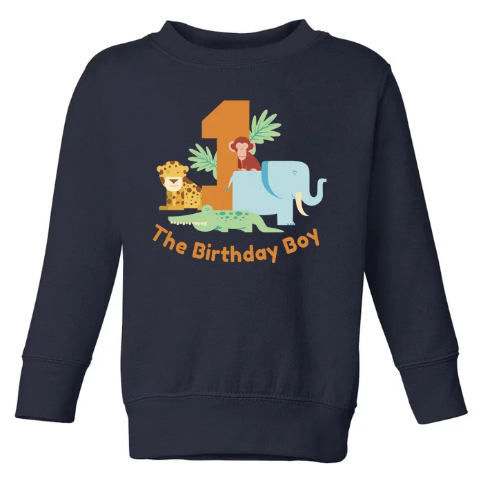 1st Birthday Boy Animal Jungle Toddler Sweatshirt