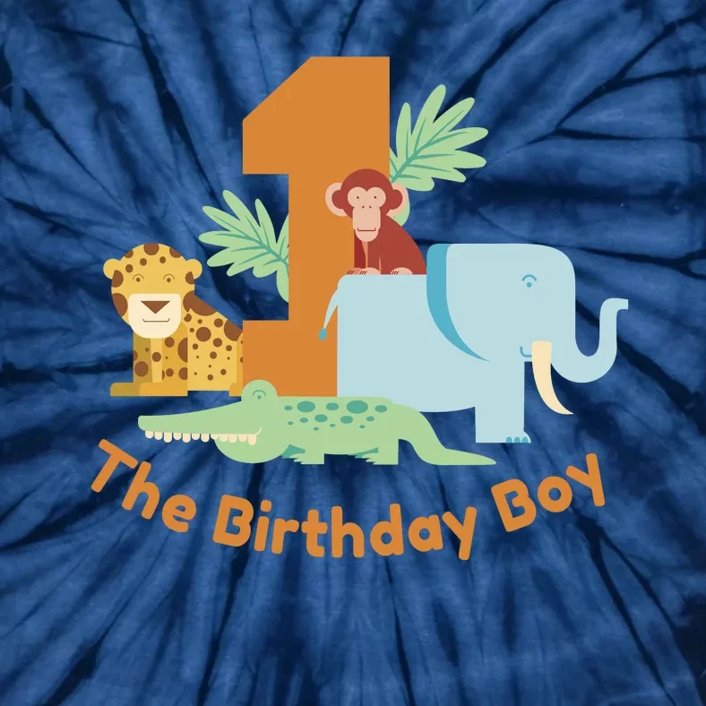 1st Birthday Boy Animal Jungle Tie-Dye T-Shirt