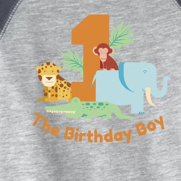 1st Birthday Boy Animal Jungle Toddler Fine Jersey T-Shirt